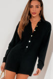 Phillis Black Linen Playsuit