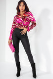 Piera Magenta Satin Printed Blouse