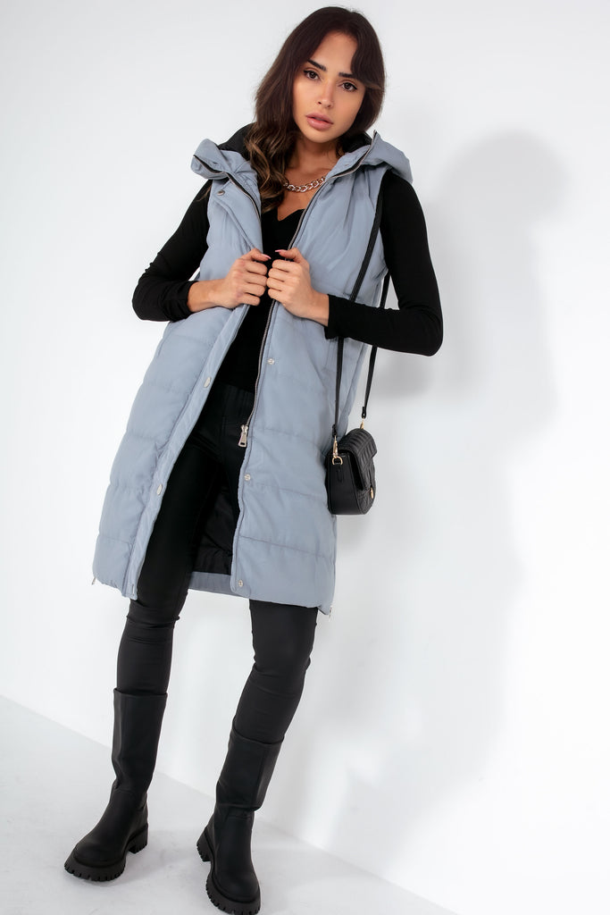 Pippa Grey Oversized Longline Padded Gilet