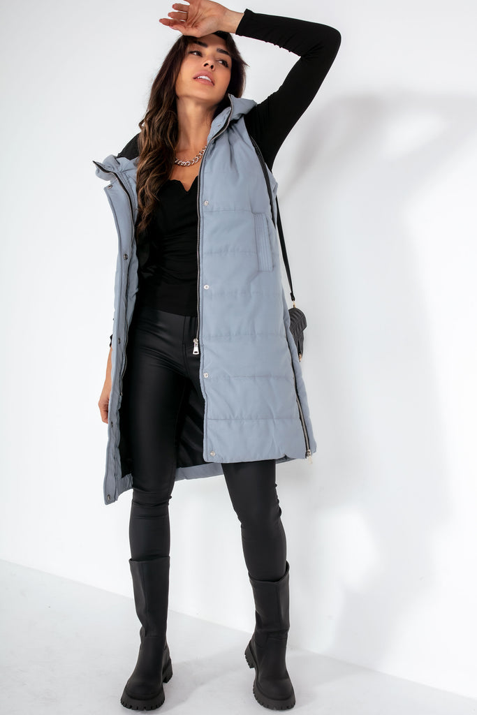 Pippa Grey Oversized Longline Padded Gilet