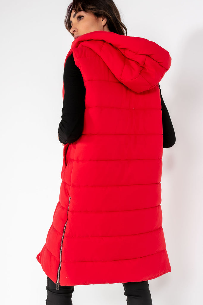 Pippa Red Oversized Longline Padded Gilet