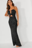 Polly Black Sequin Maxi Dress