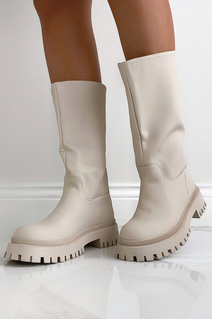 Polly Cream Chunky Sole Boots