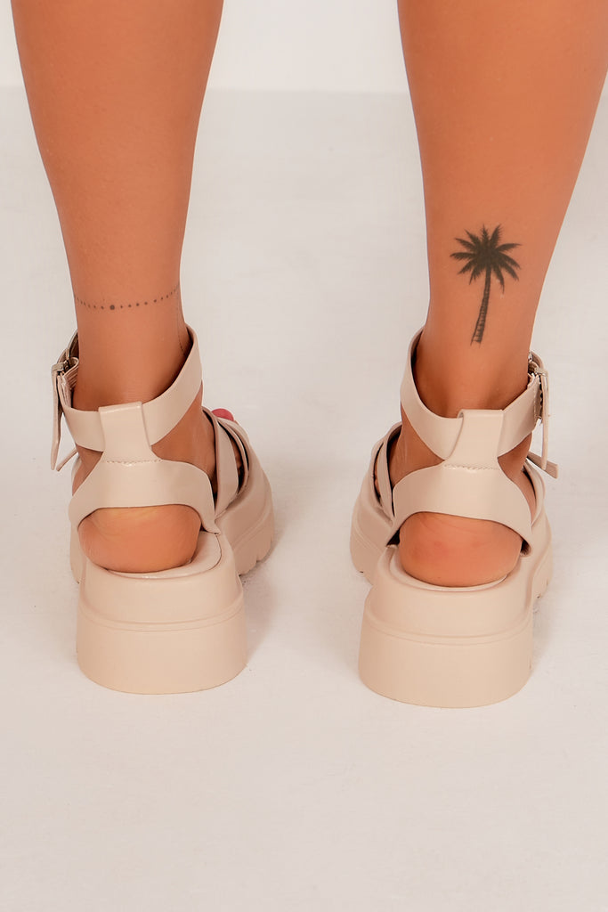 Poppy Cream Flatform Strappy Sandals