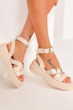 Poppy Cream Flatform Strappy Sandals