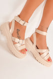 Poppy Cream Flatform Strappy Sandals