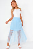 Preston Blue Mesh Maxi Skirt