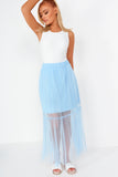 Preston Blue Mesh Maxi Skirt