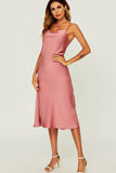 Raelynn Blush Satin Midi Dress