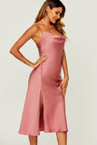 Raelynn Blush Satin Midi Dress