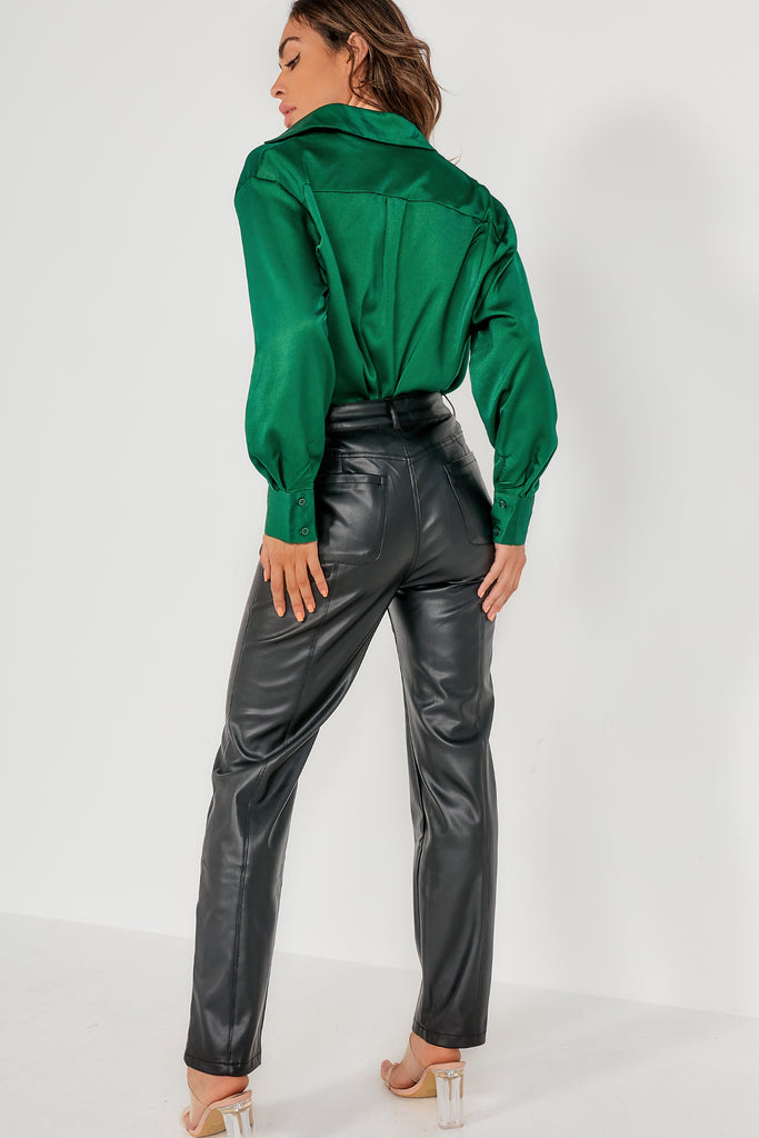 Rania Green Button Front Shirt