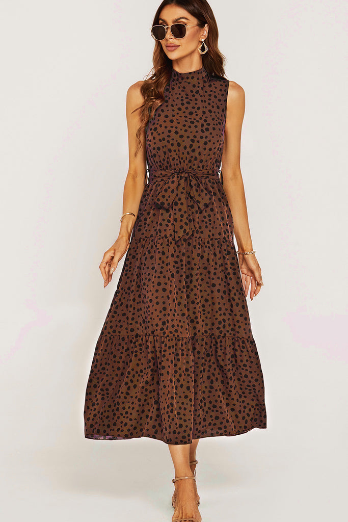 Rhea Brown Printed Maxi Dress