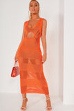 Roisin Orange Knit Maxi Dress
