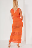 Roisin Orange Knit Maxi Dress