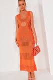 Roisin Orange Knit Maxi Dress