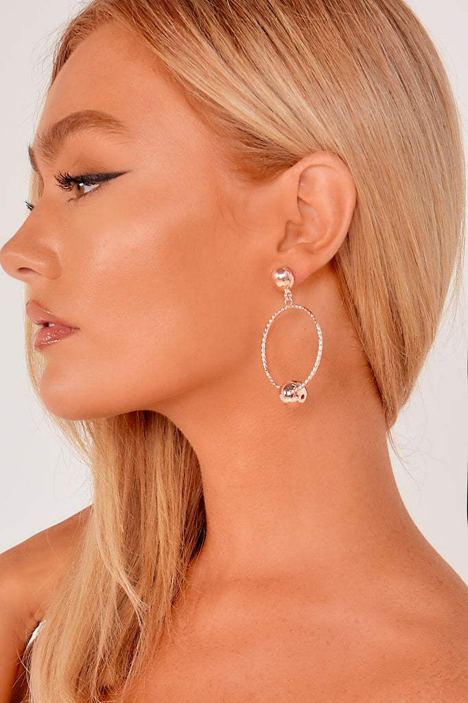 Rose Gold Twisted Hoop Ball Earring