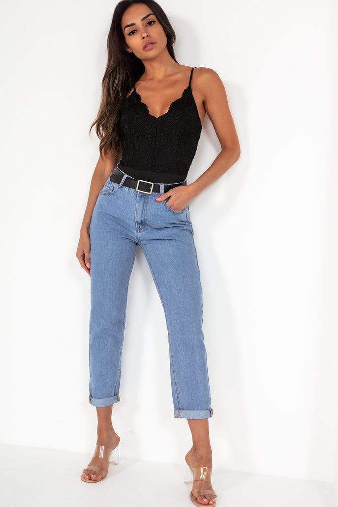 Ryleigh Blue Belted Mom Jeans