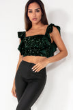 Selena Green Sequin Crop Top