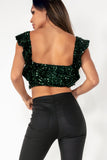 Selena Green Sequin Crop Top