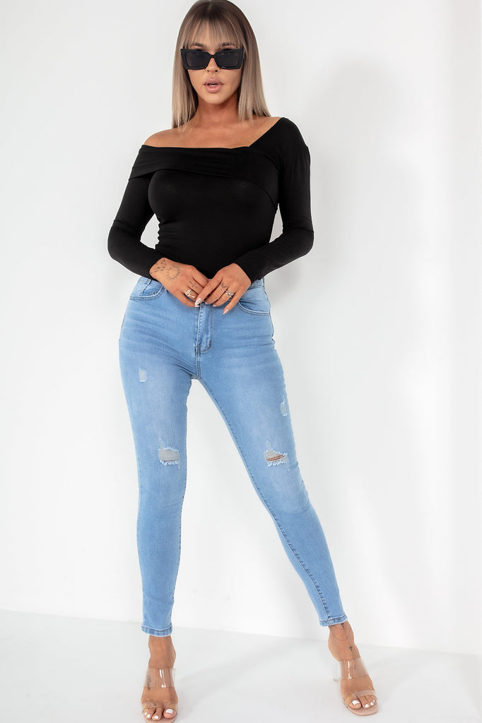 Serena Blue Distressed Skinny Jeans