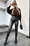 Skyla Black Faux Leather Paperbag Trousers