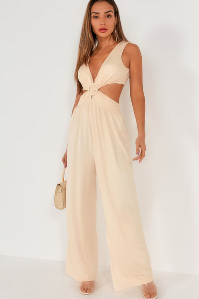 cream and gold jumpsuit