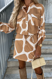 Susan Camel Printed Shirt Dress