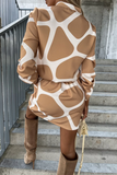 Susan Camel Printed Shirt Dress