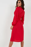 Tammy Red Shirred Waist Button Midi Dress (4358322290754)