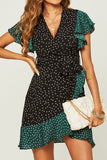 Tia Black and Green Polka Dot Dress