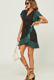 Tia Black and Green Polka Dot Dress