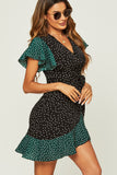 Tia Black and Green Polka Dot Dress