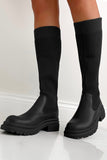 Tilly Black Knitted Knee High Boots