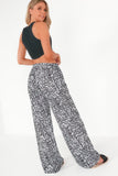 Trina Black Printed Wide Leg Trousers