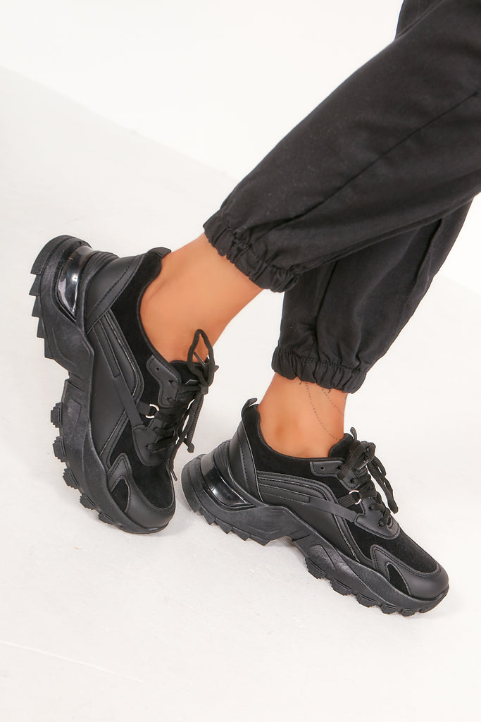 Ulyssa Black Chunky Trainers