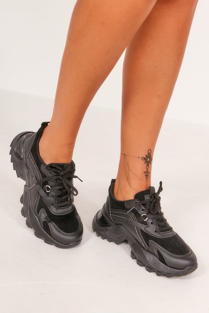 Ulyssa Black Chunky Trainers