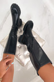 Umar Black Faux Leather Knee High Boots