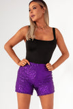 Valencia Purple Sequin Shorts