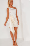 Varena Cream Satin One Shoulder Mini Dress