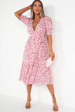 Waverly Pink Floral Wrap Dress