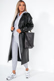 Willow Black PU Trench Coat