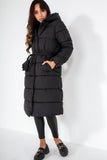 Zolah Black Oversized Belted Duvet Coat