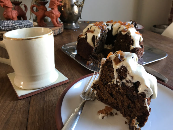 Deliciousness Gluten Free Spiced Applesauce Cake with Campfire Apple Rum Deliciousness Cream Cheese Frosting 