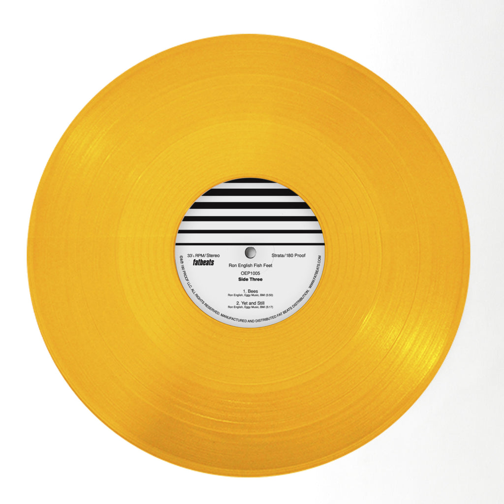 Ron English-Fish Feet Bundle Gold color 2XLP, Test Pressing and Strata logo T-shirt-Release date 12/4/15!