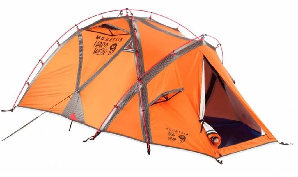 Mountain Hardwear orange mountaineering tent