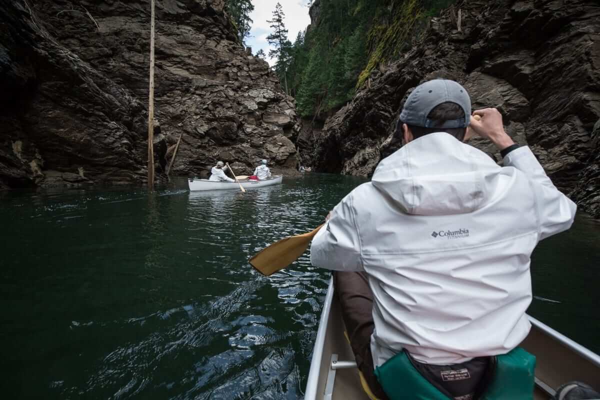 Columbia Rain Jacket Outdry Extreme Eco paddling in water