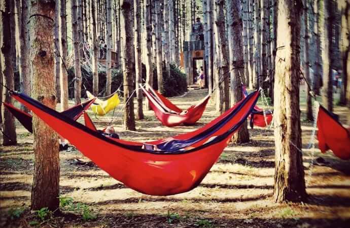 Enjoy time outside with your friends in an ENO hammock!