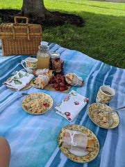 Picnic spread out on a blanket