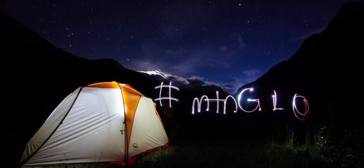 Glowing mountain tent