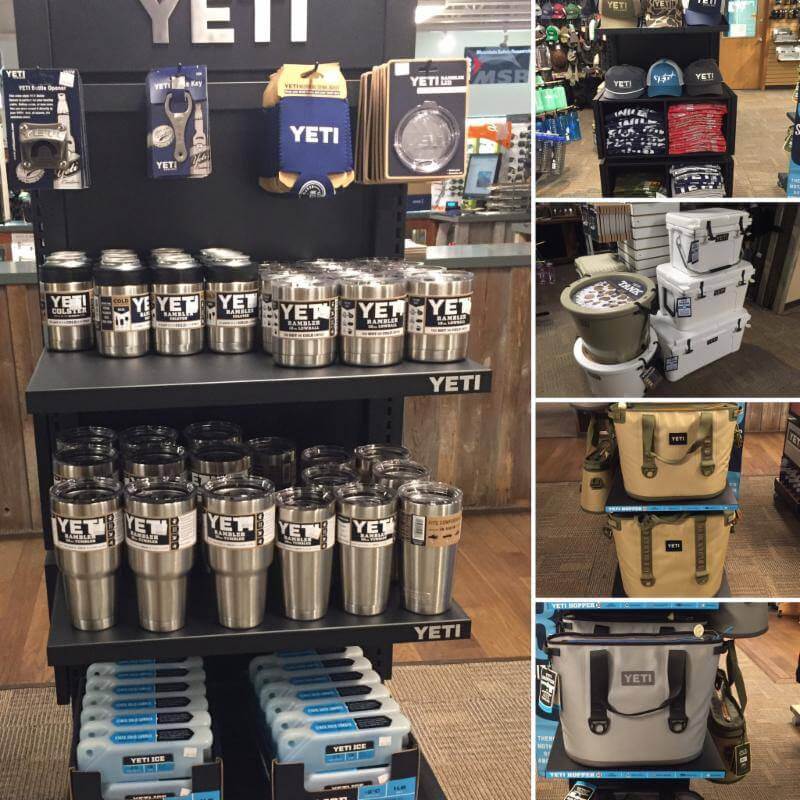 Yeti drinkware on display